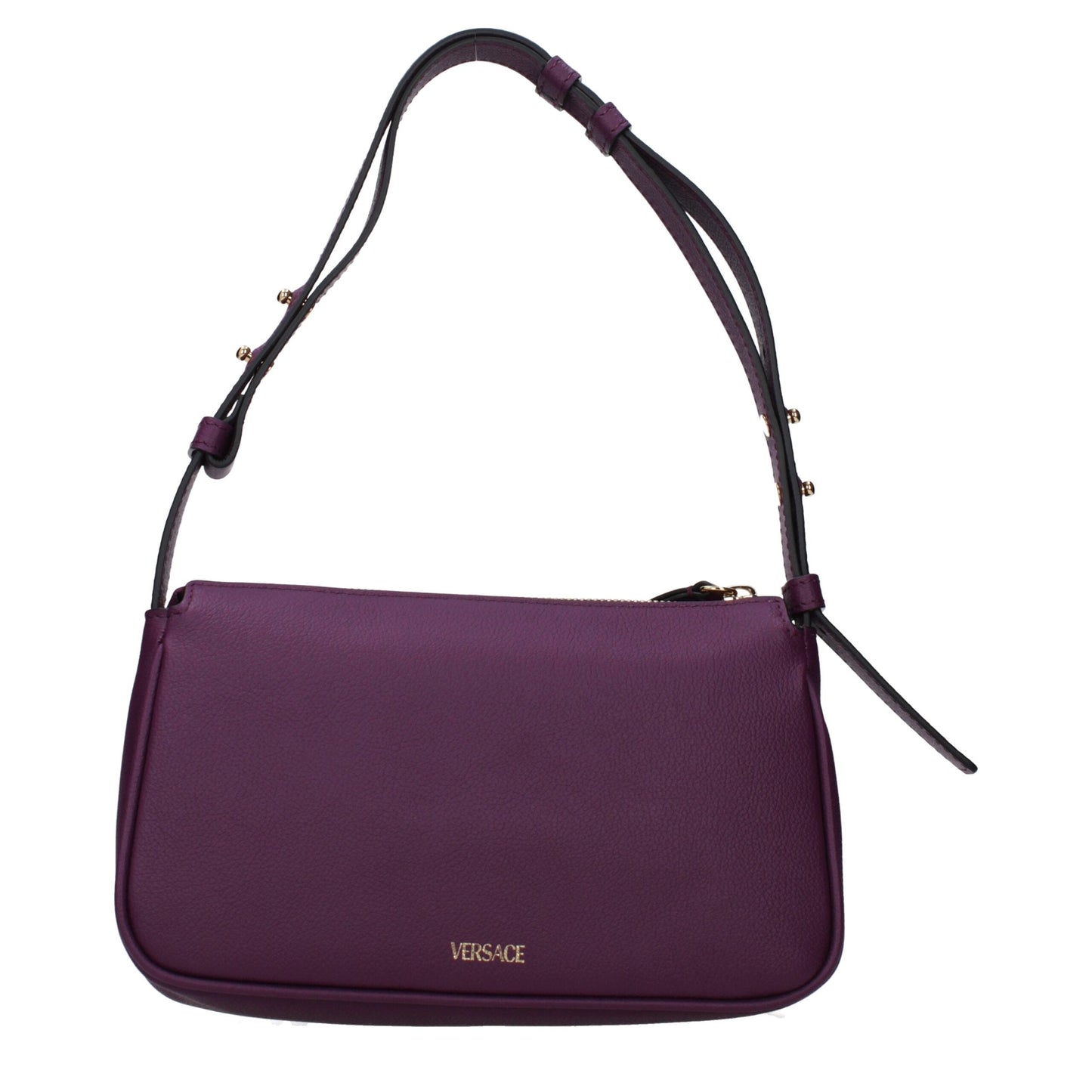 Versace Purple Leather Shoulder Women's Bag