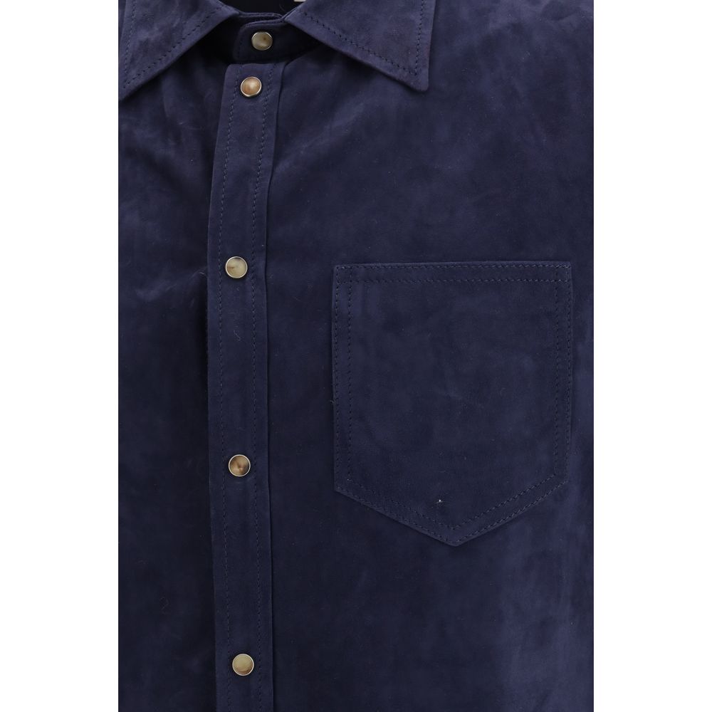 Brunello Cucinelli Blue Denim Men's Shirt