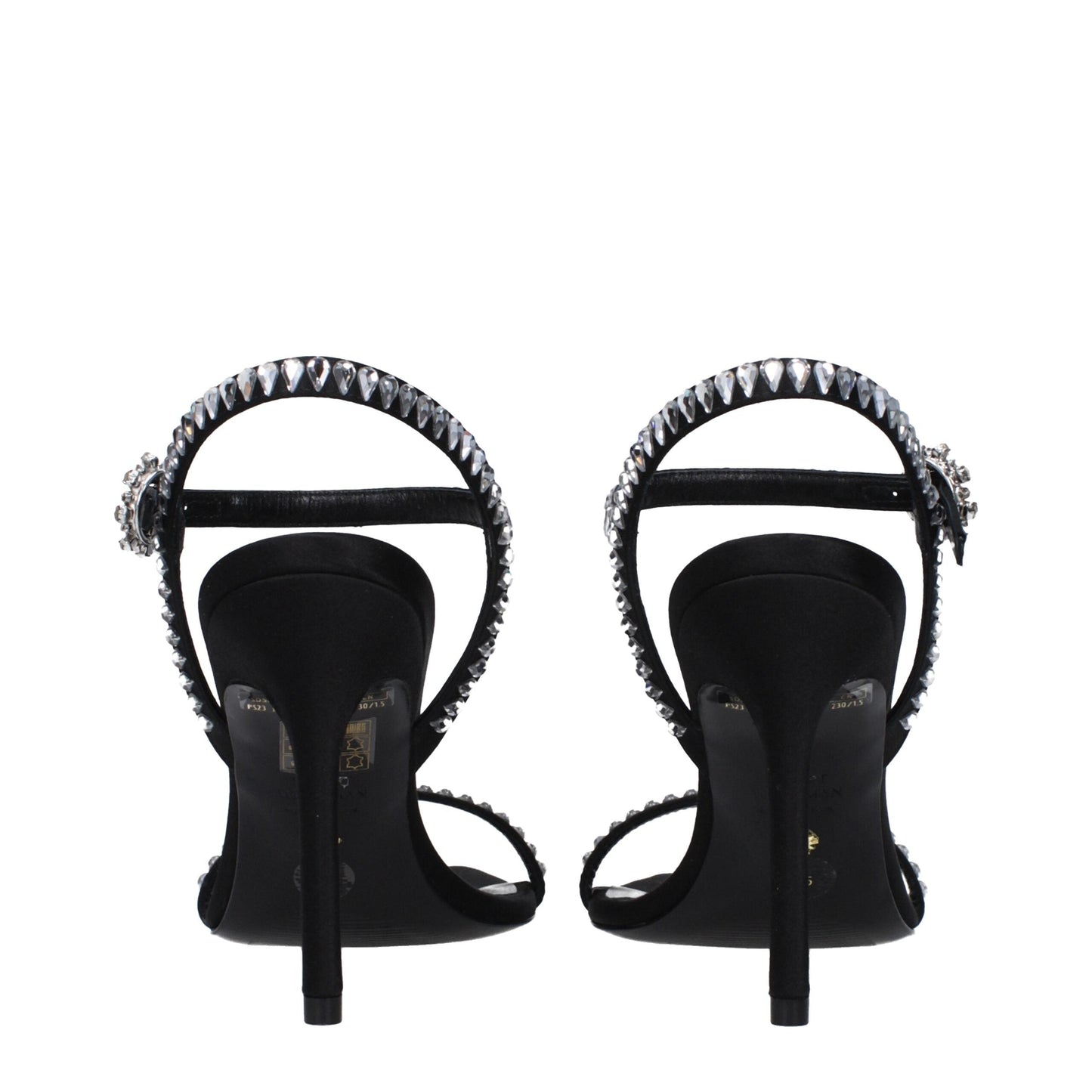 Stuart Weitzman Black Satin Stiletto Heel Women's Sandals