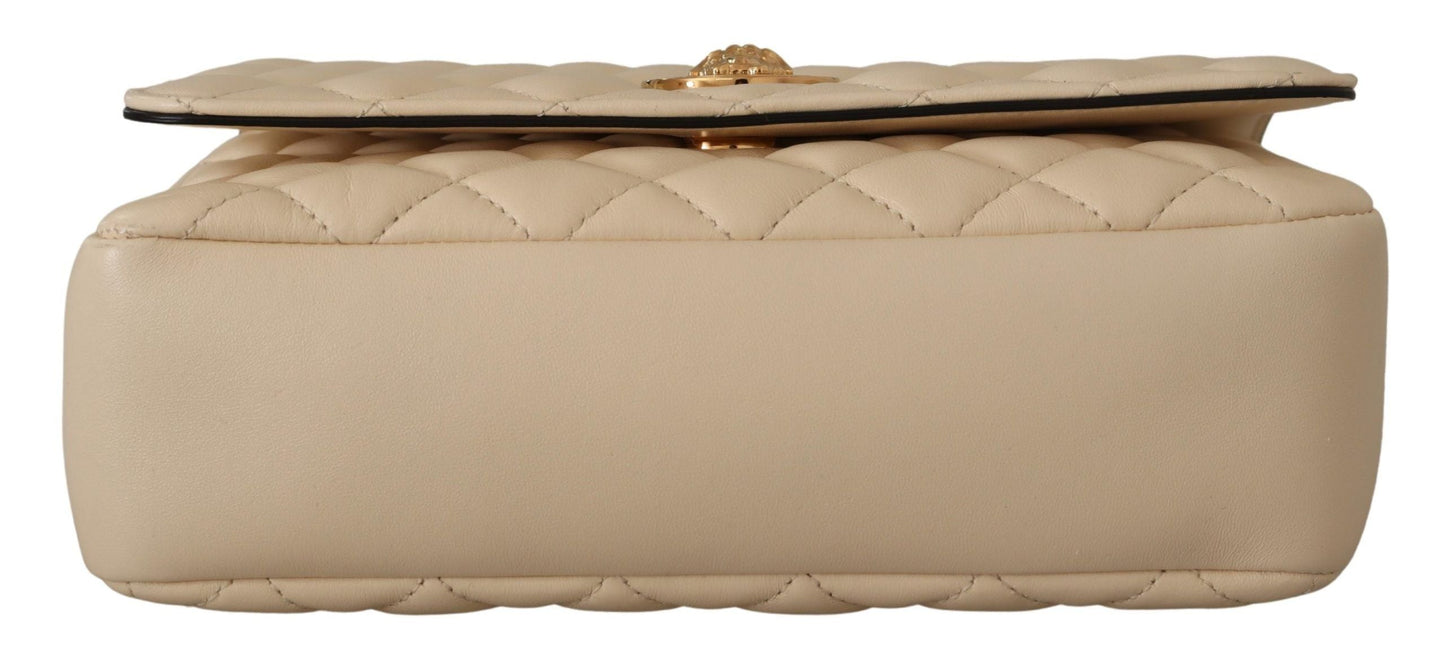 Versace White Nappa Leather Medusa Shoulder Women's Bag