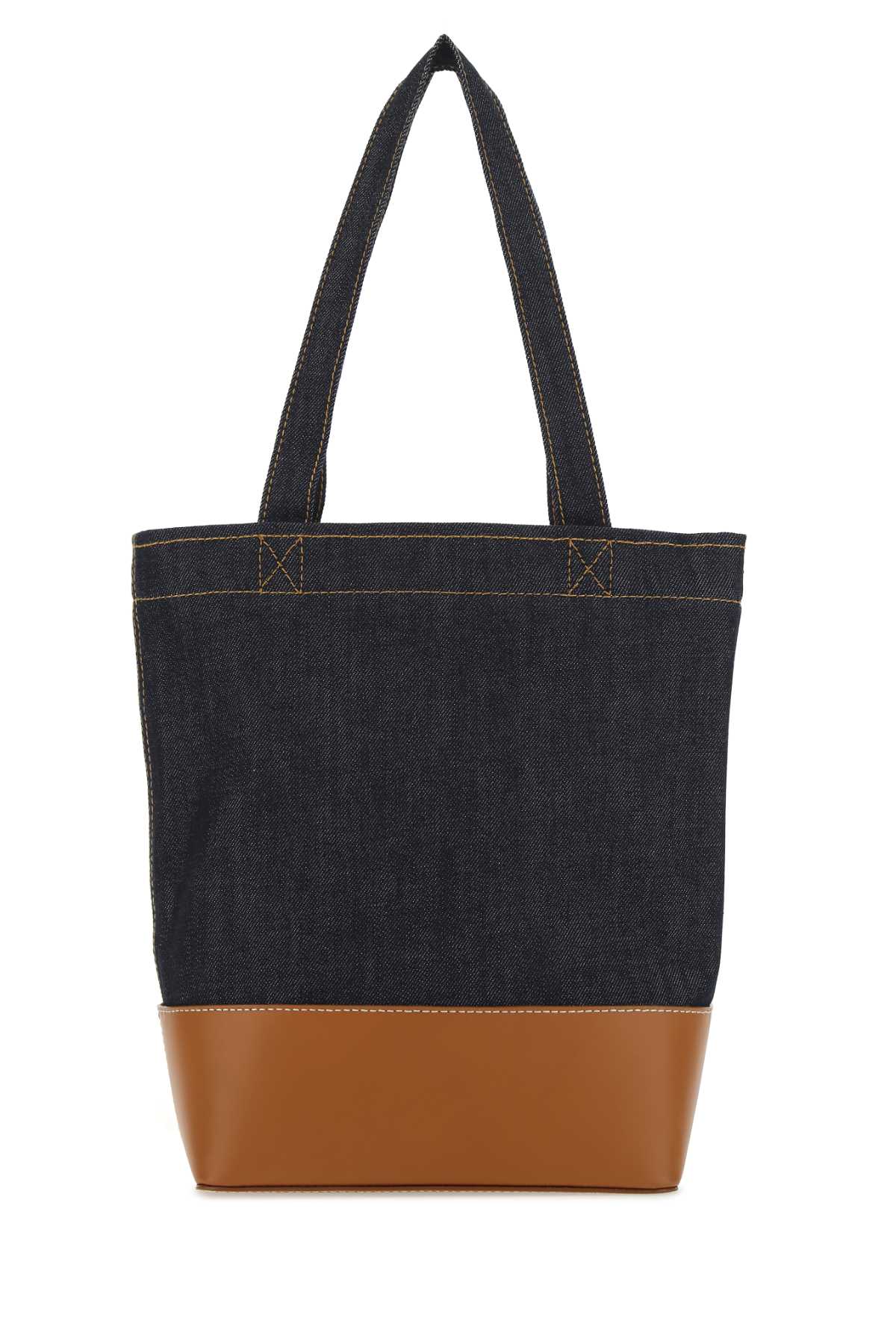A.P.C. Men Two-Tone Denim And Leather Axelle Shopping Bag