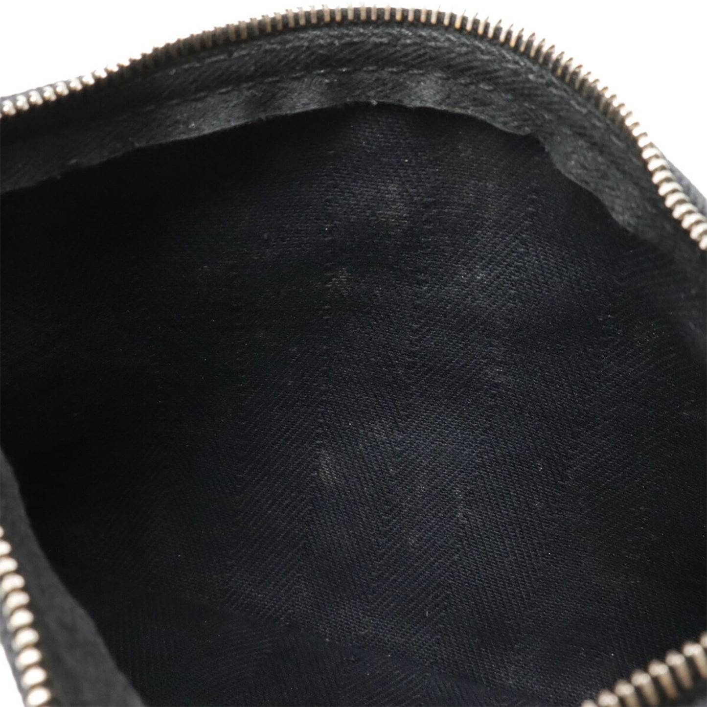 Hermes Black Toile Chevron Leather Handbag Pouch Tote Bag (Pre-Owned)