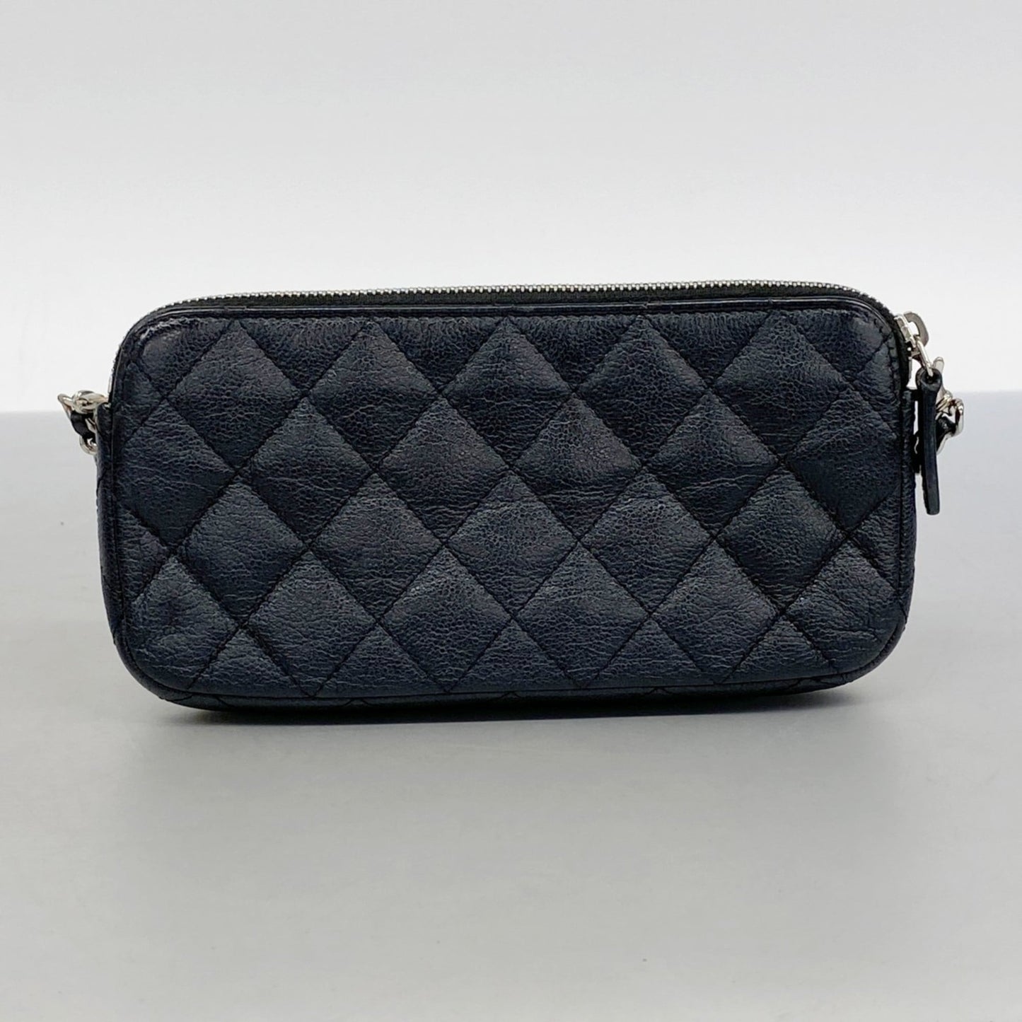 Chanel Black Grained Calfskin Chain/Shoulder Wallet (Pre-Owned)