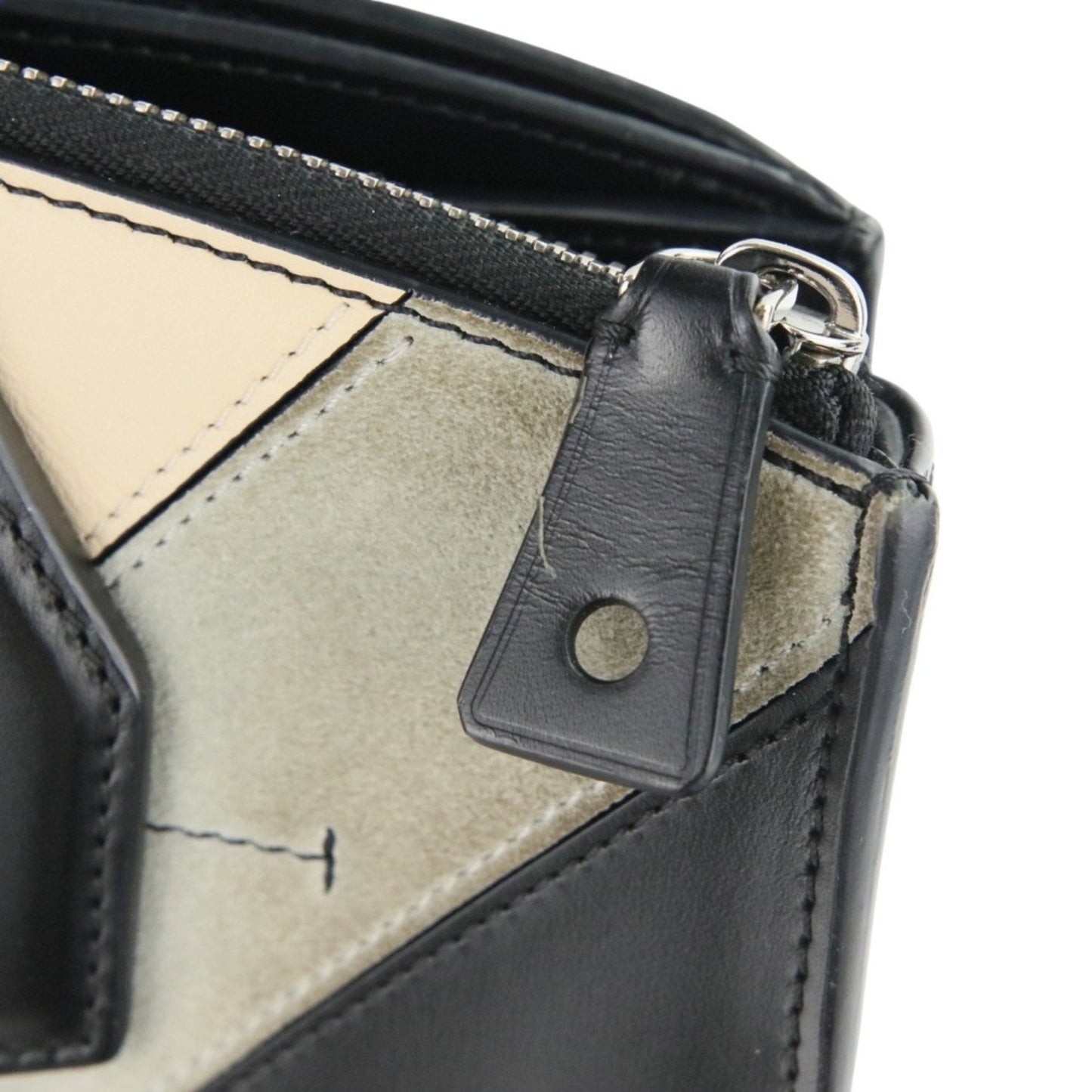 Louis Vuitton Black Gray Ivory Leather Suede Handbag Tote Bag (Pre-Owned)