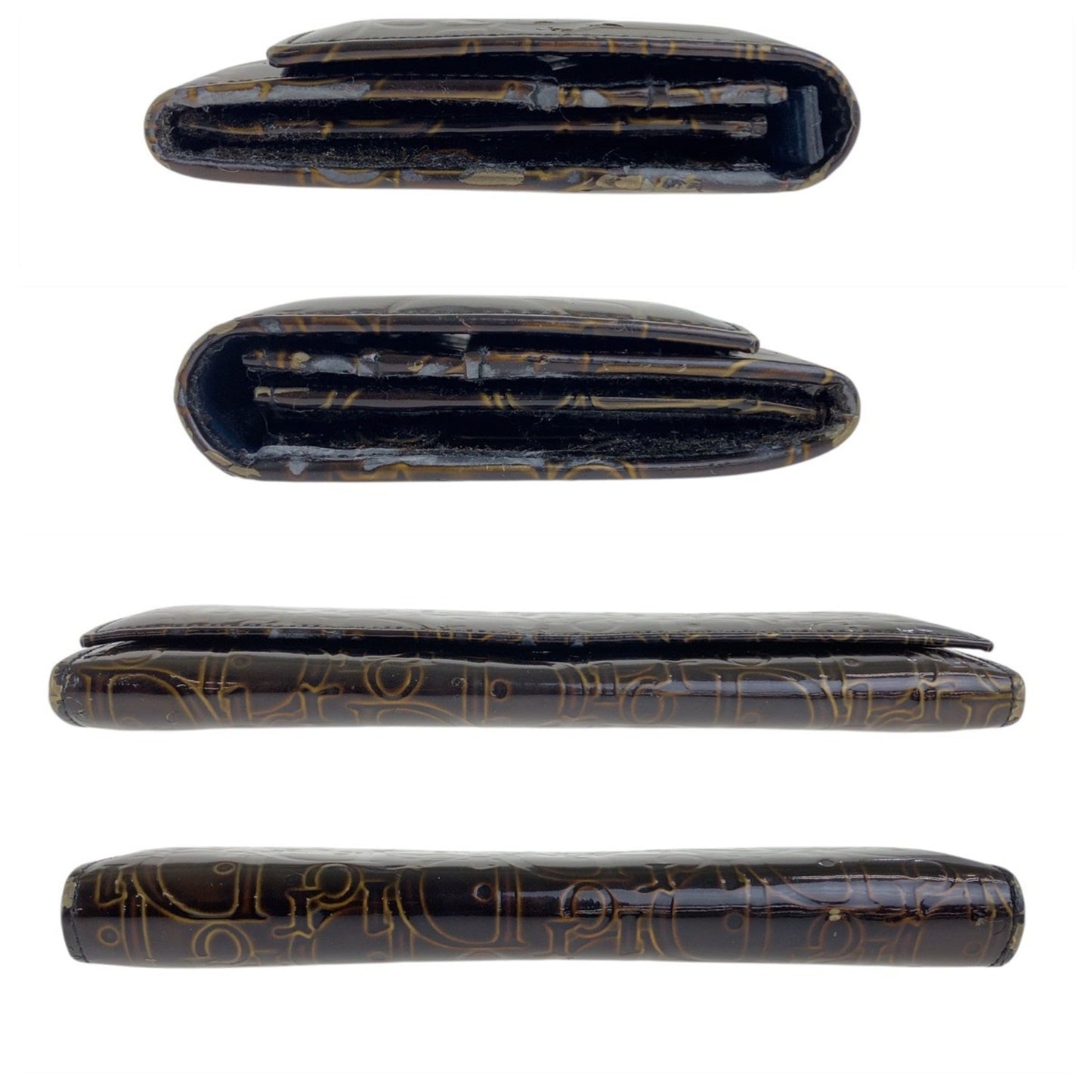 Christian Dior Brown Patent Leather Long Wallet (Bi-Fold) (Pre-Owned)