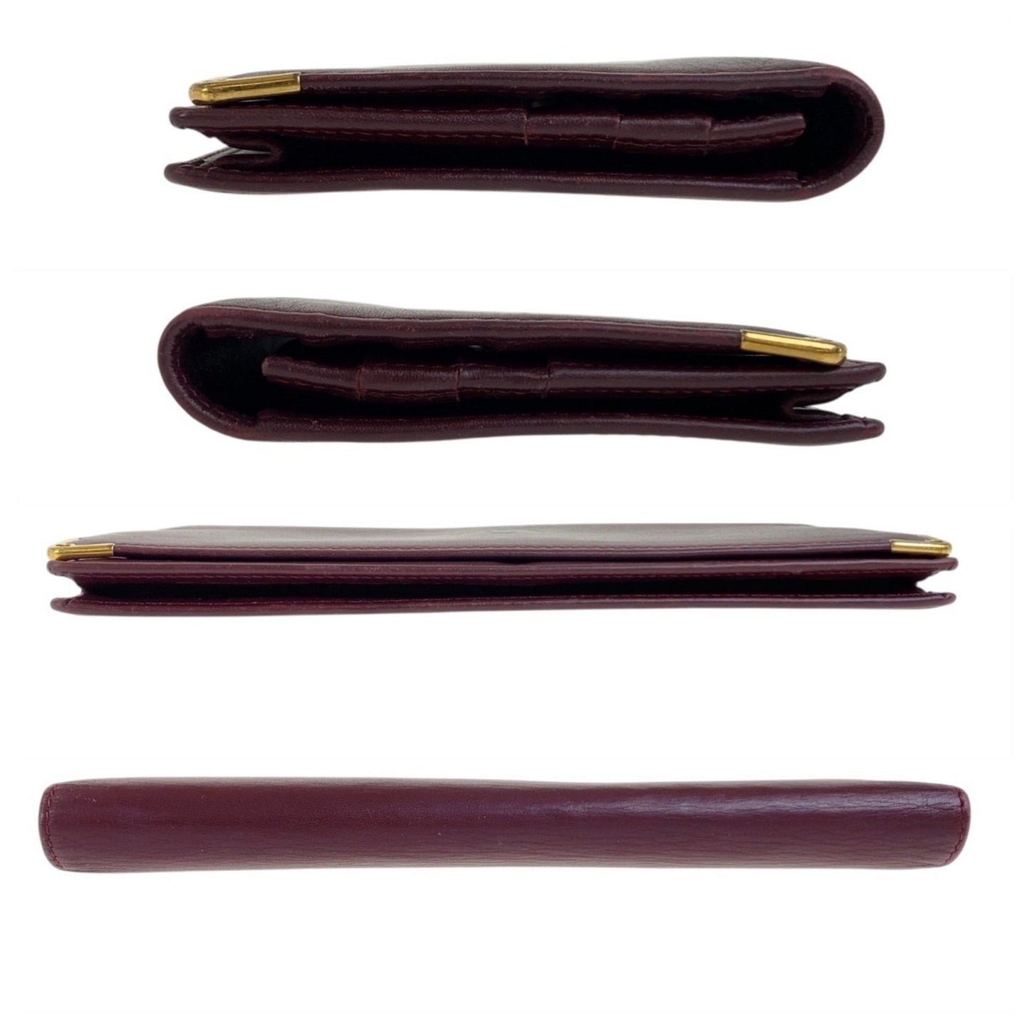 Cartier Wine Red Leather Long Wallet (Bi-Fold) (Pre-Owned)