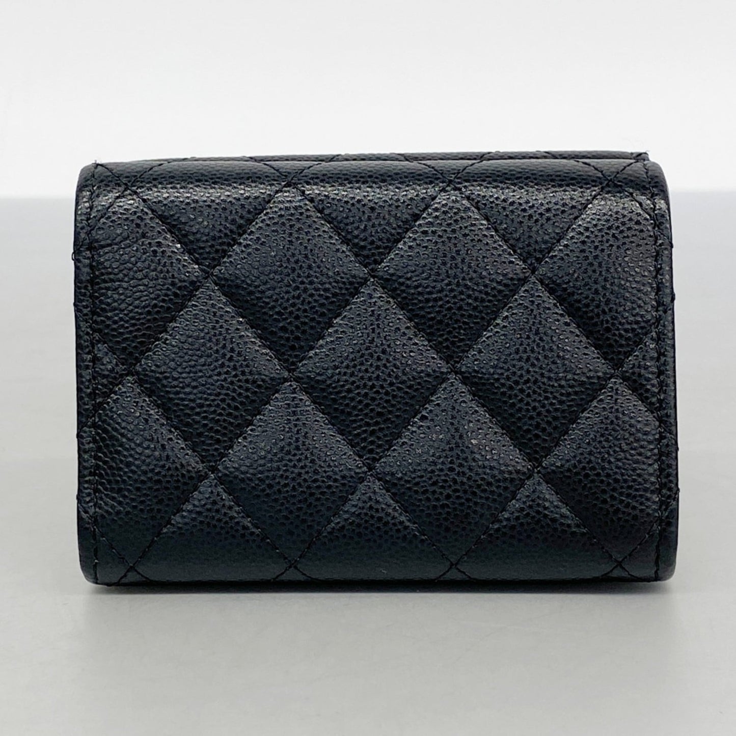 Chanel Black Grained Calfskin Wallet (Tri-Fold) (Pre-Owned)