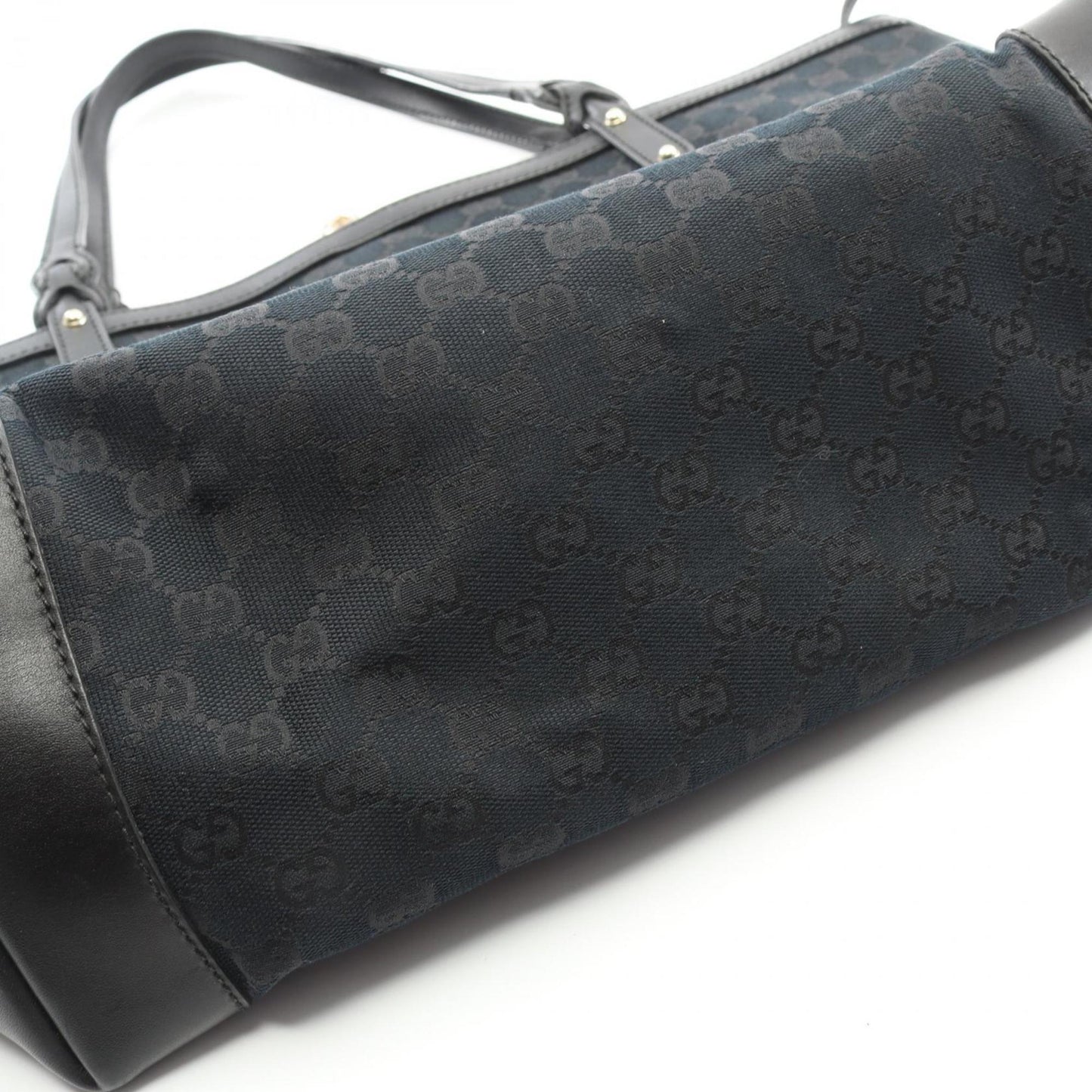 Gucci Black Canvas Leather Tote Bag (Pre-Owned)