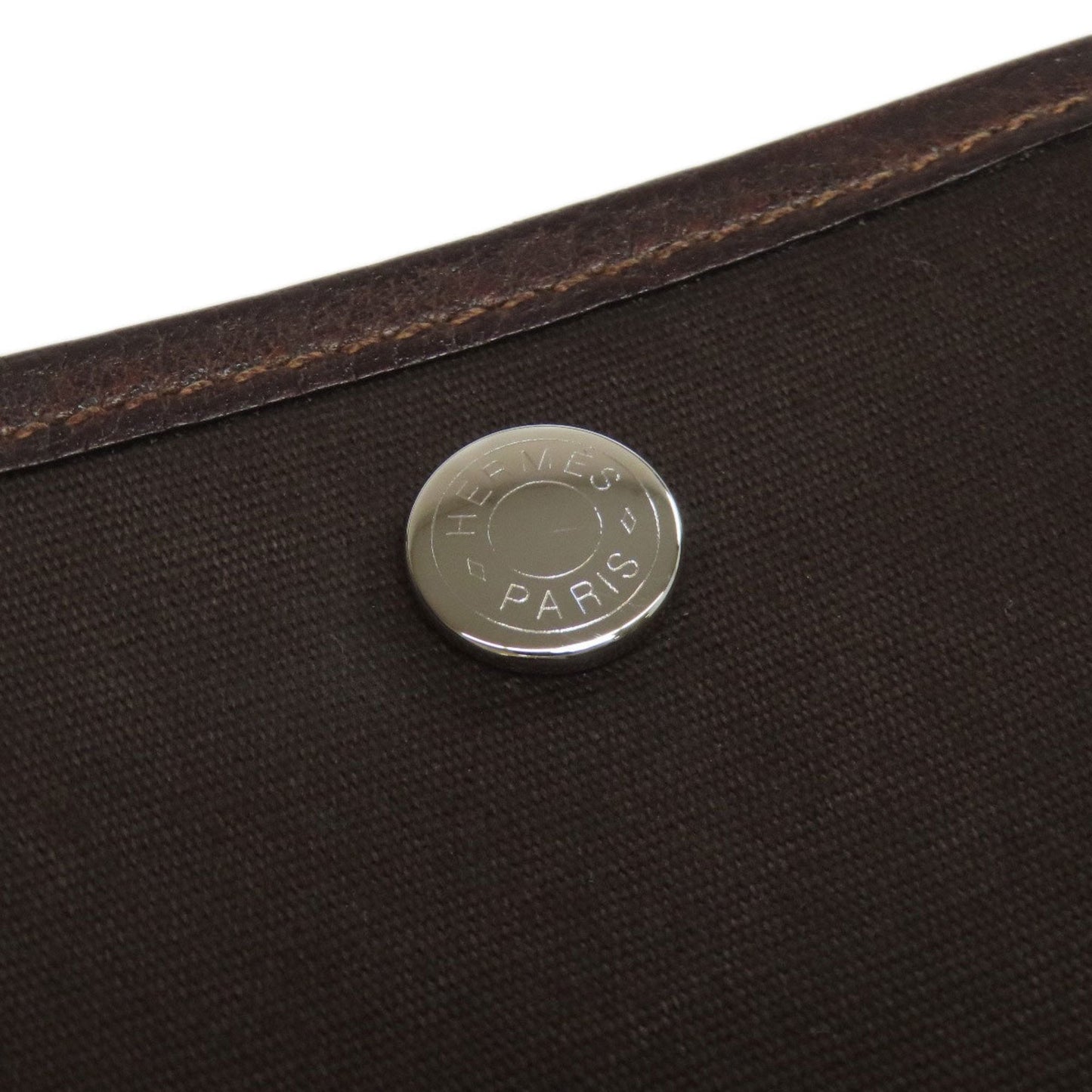 Hermes Garden Brown Toile Officier Tote Bag (Pre-Owned)