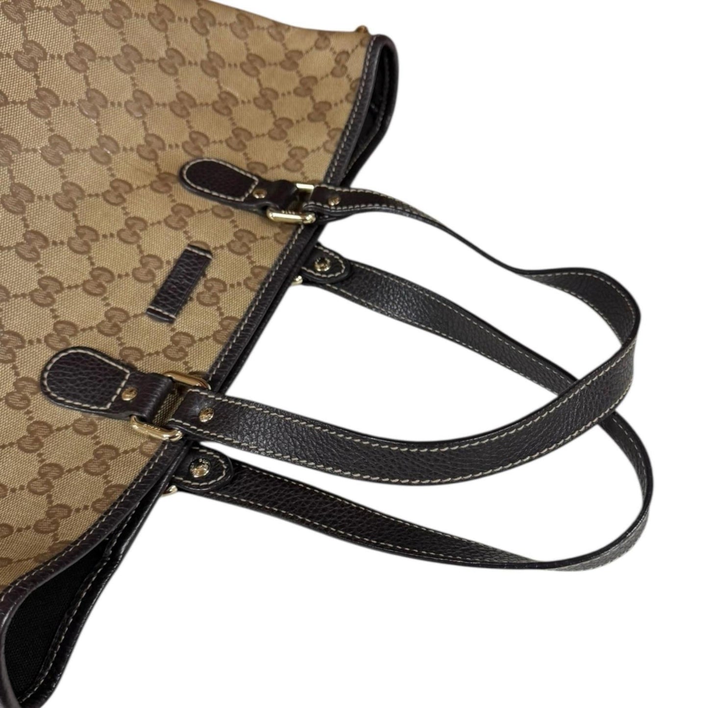 Gucci Beige Brown Gg Crystal Leather Tote Bag (Pre-Owned)