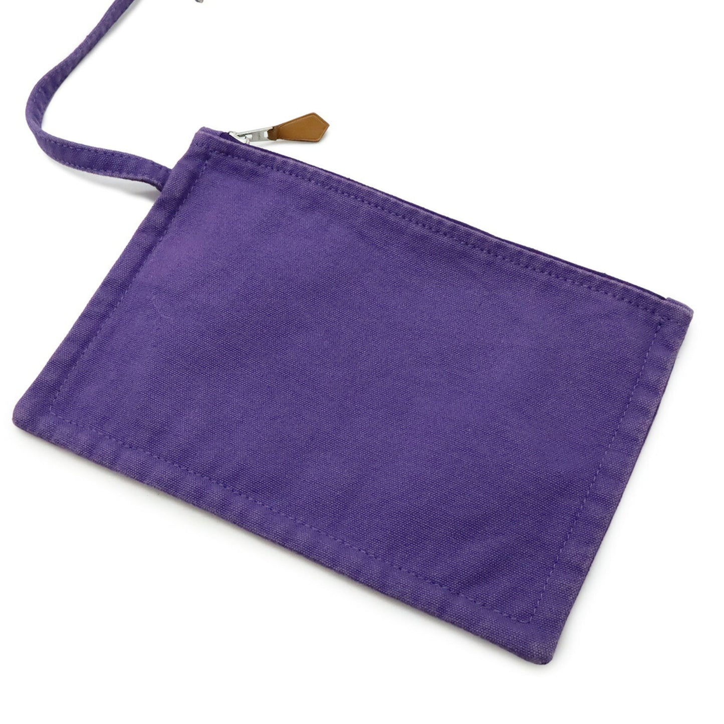 Hermes Ivory Purple Canvas Handbag Pouch Tote Bag (Pre-Owned)