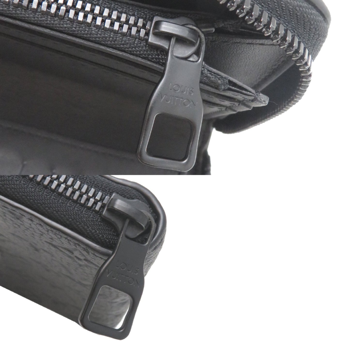 Louis Vuitton Black Leather Long Wallet (Bi-Fold) (Pre-Owned)