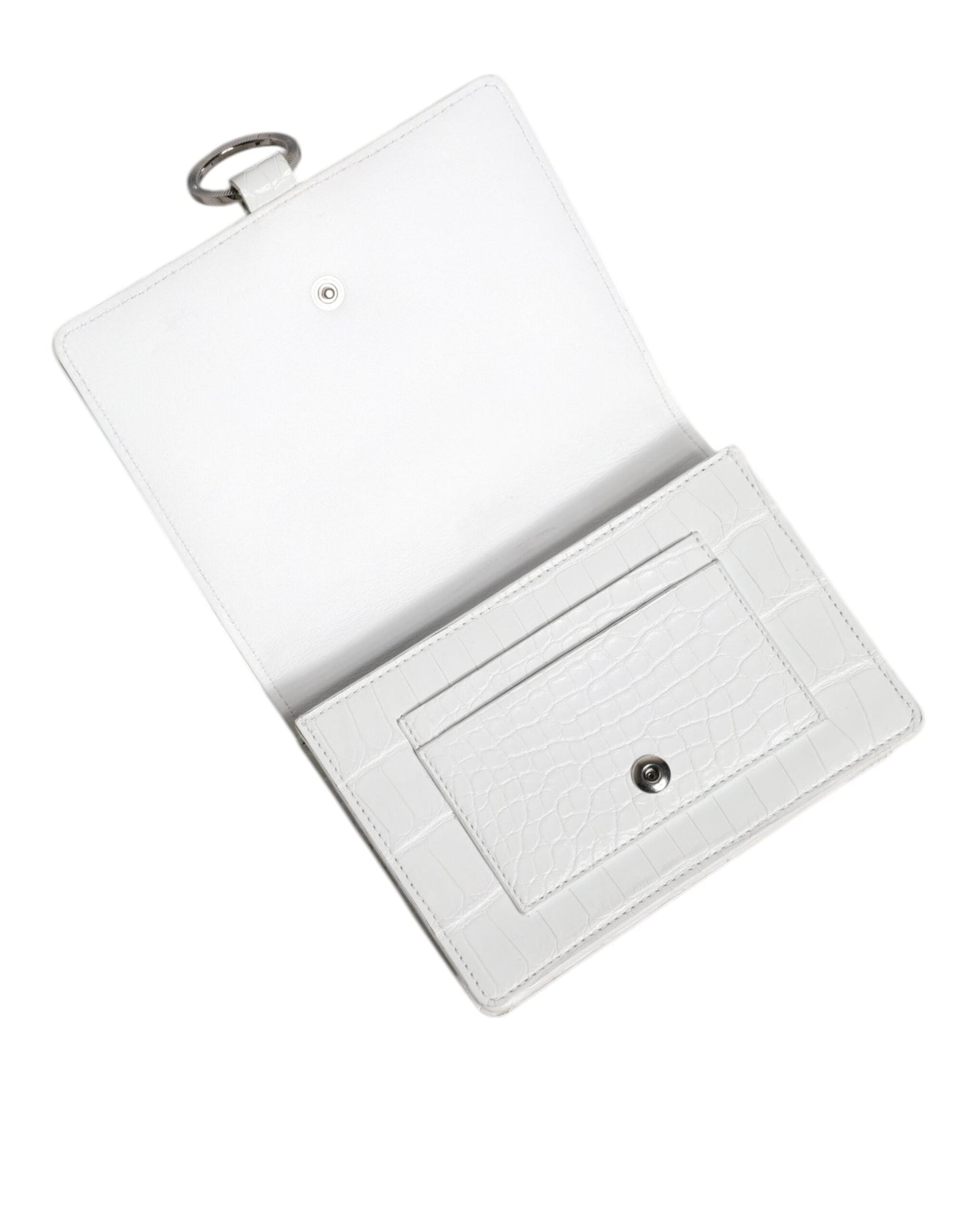 Dolce & Gabbana White Blue Leather Bifold Crossbody Sling Women's Wallet (Pre-Owned)