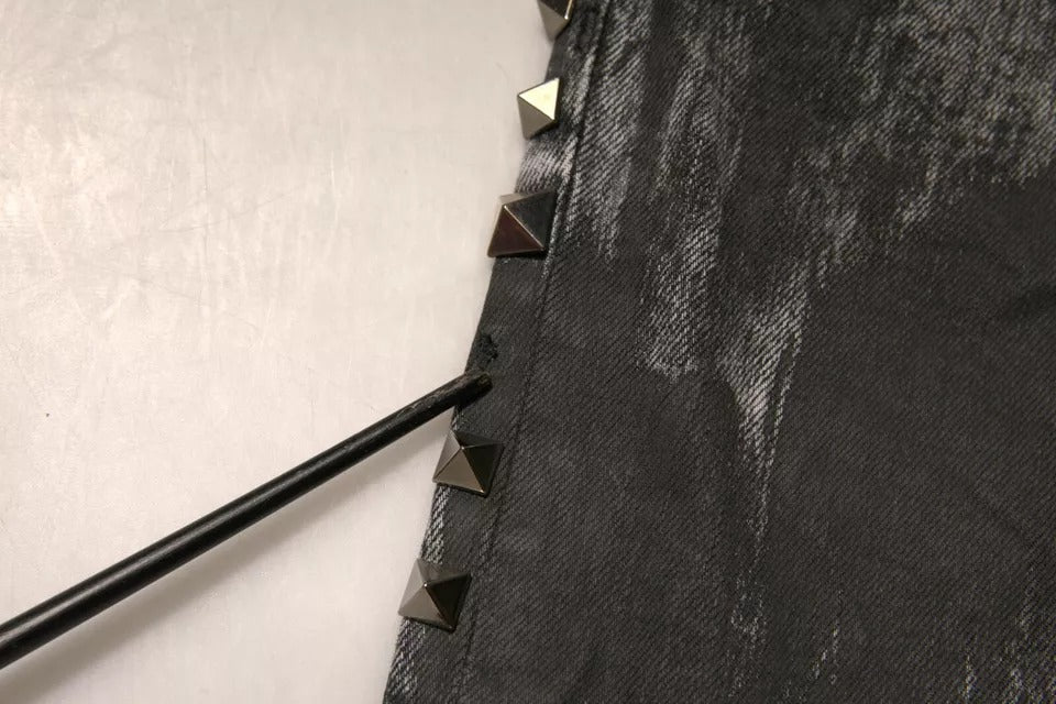 Dolce & Gabbana Gray Embellished Cotton Skinny Denim Men's Jeans (Pre-Owned)