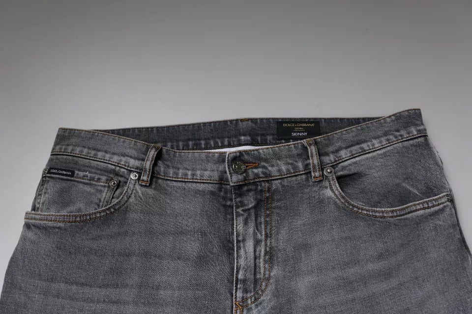 Dolce & Gabbana Gray Logo Cotton Stretch Skinny Denim Men's Jeans (Pre-Owned)