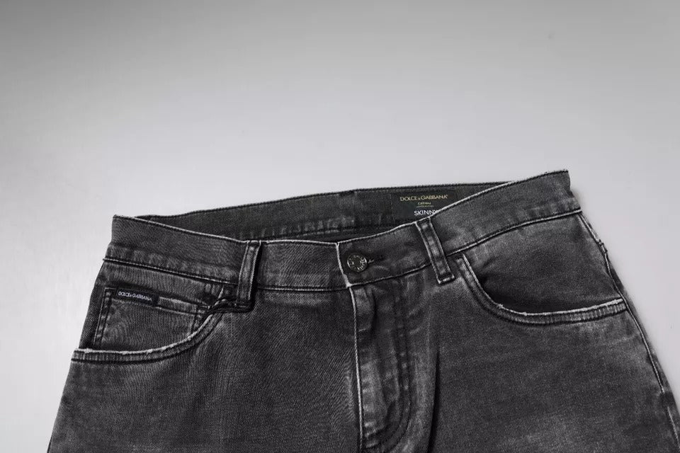 Dolce & Gabbana Black Logo Cotton Stretch Skinny Denim Men's Pants (Pre-Owned)