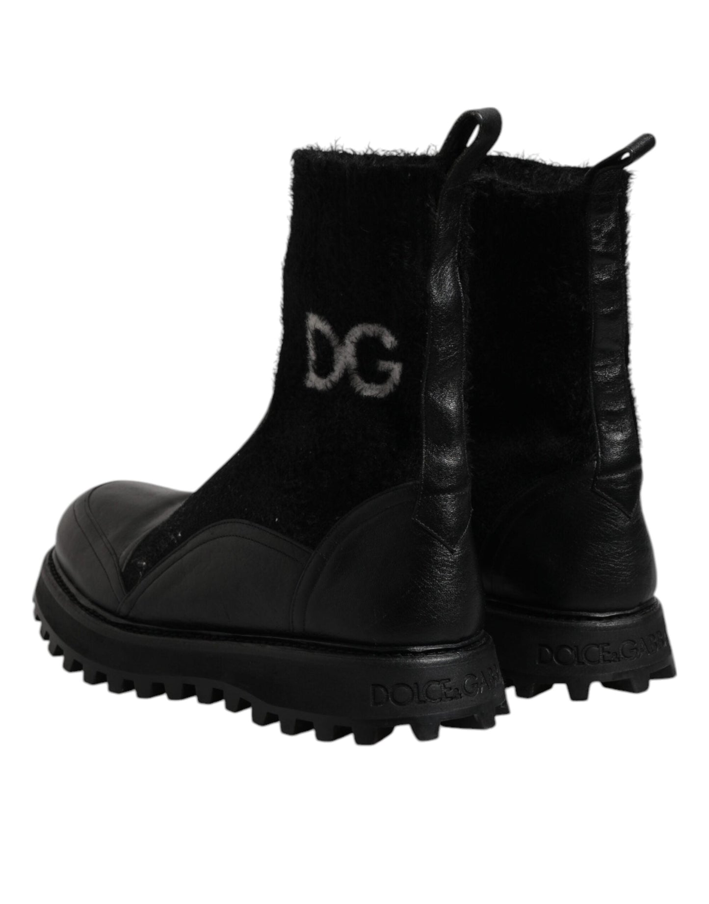 Dolce & Gabbana Black DG Logo Horse Sock Ankle Boots Men's Shoes (Pre-Owned)