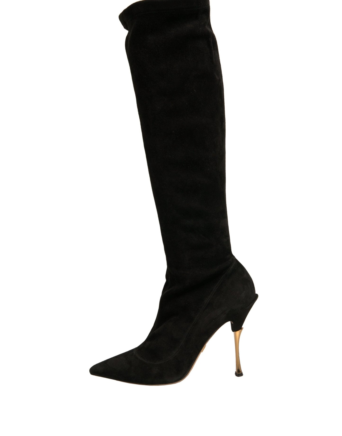 Dolce & Gabbana Black Suede Stiletto Knee High Boots Women's Shoes (Pre-Owned)