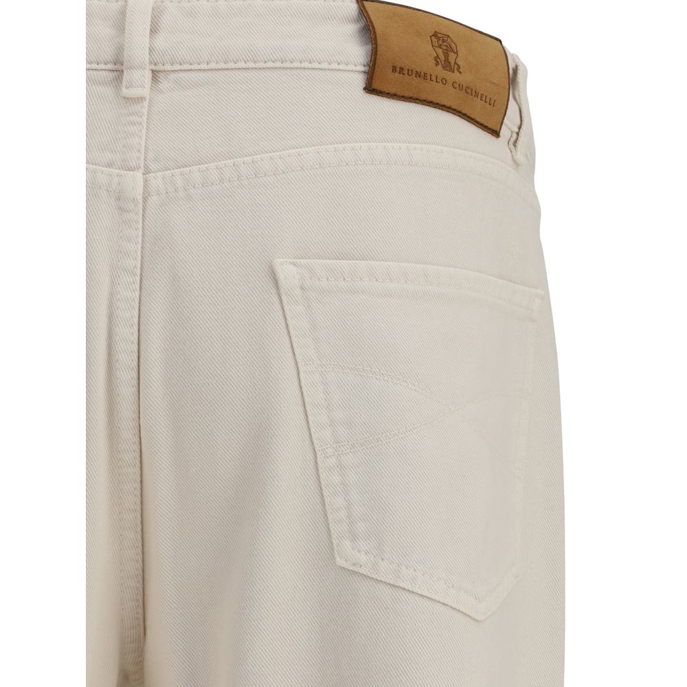 Brunello Cucinelli Cream Cotton Jeans Men's Denim