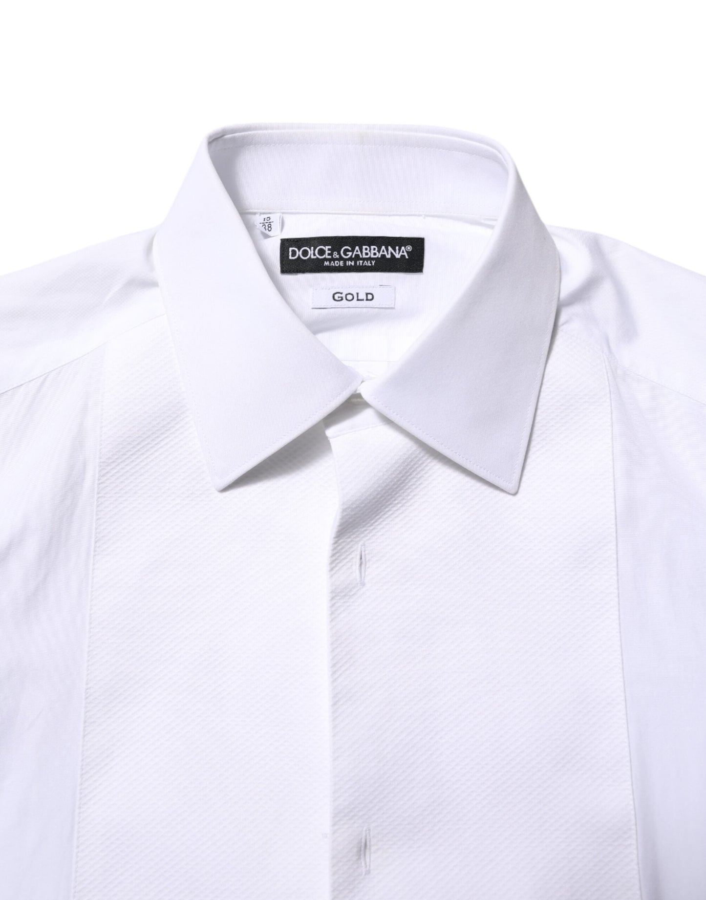 Dolce & Gabbana White Cotton GOLD Bib Poplin Formal Men's Shirt