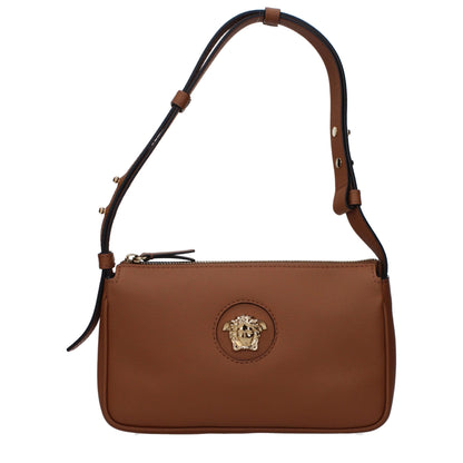 Versace Brown Leather Shoulder Women's Bag
