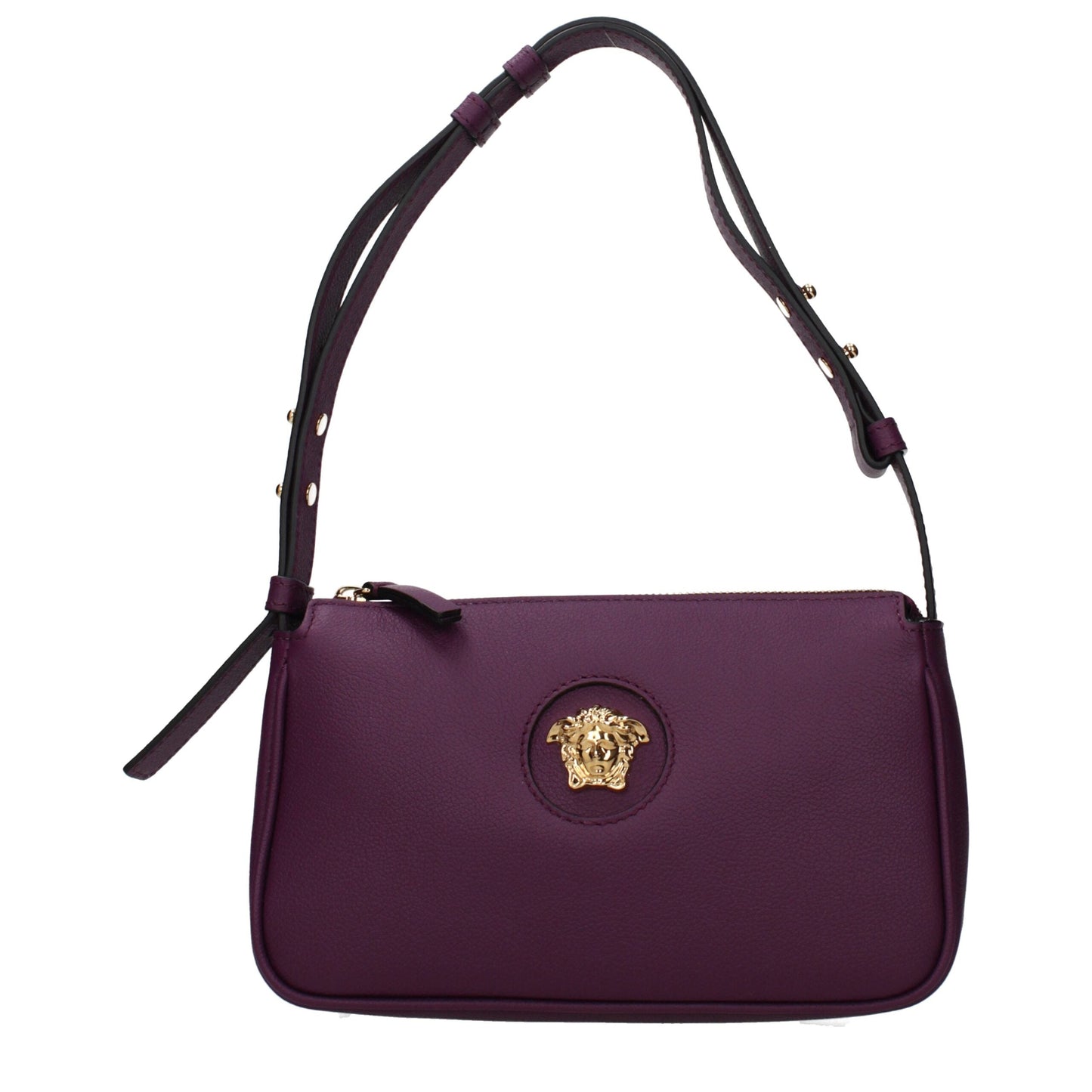 Versace Purple Leather Shoulder Women's Bag