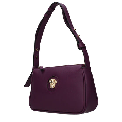 Versace Purple Leather Shoulder Women's Bag