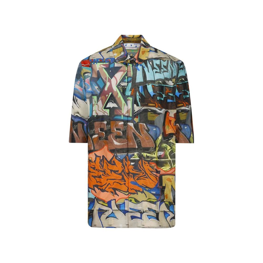 Off-White Black Polyamide Pattern Men's Shirt