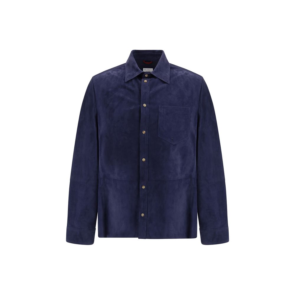 Brunello Cucinelli Blue Denim Men's Shirt