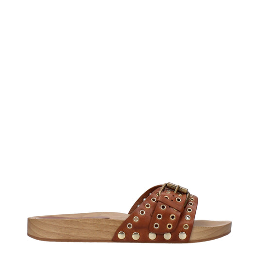 Isabel Marant Brown Leather Women's Slippers