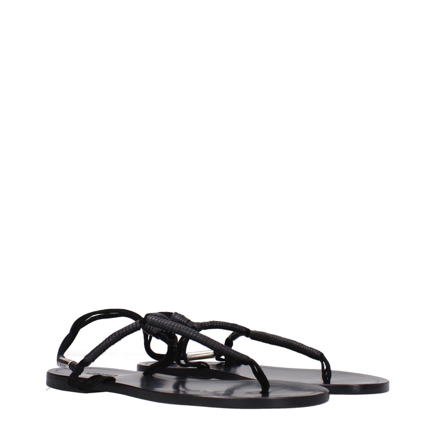 Isabel Marant Black Leather Flip-Flop Women's Sandals