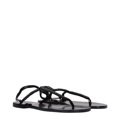 Isabel Marant Black Leather Flip-Flop Women's Sandals