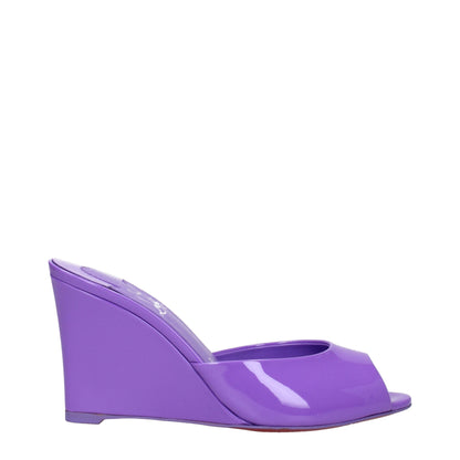 Christian Louboutin Purple Leather Wedge Women's Sandals