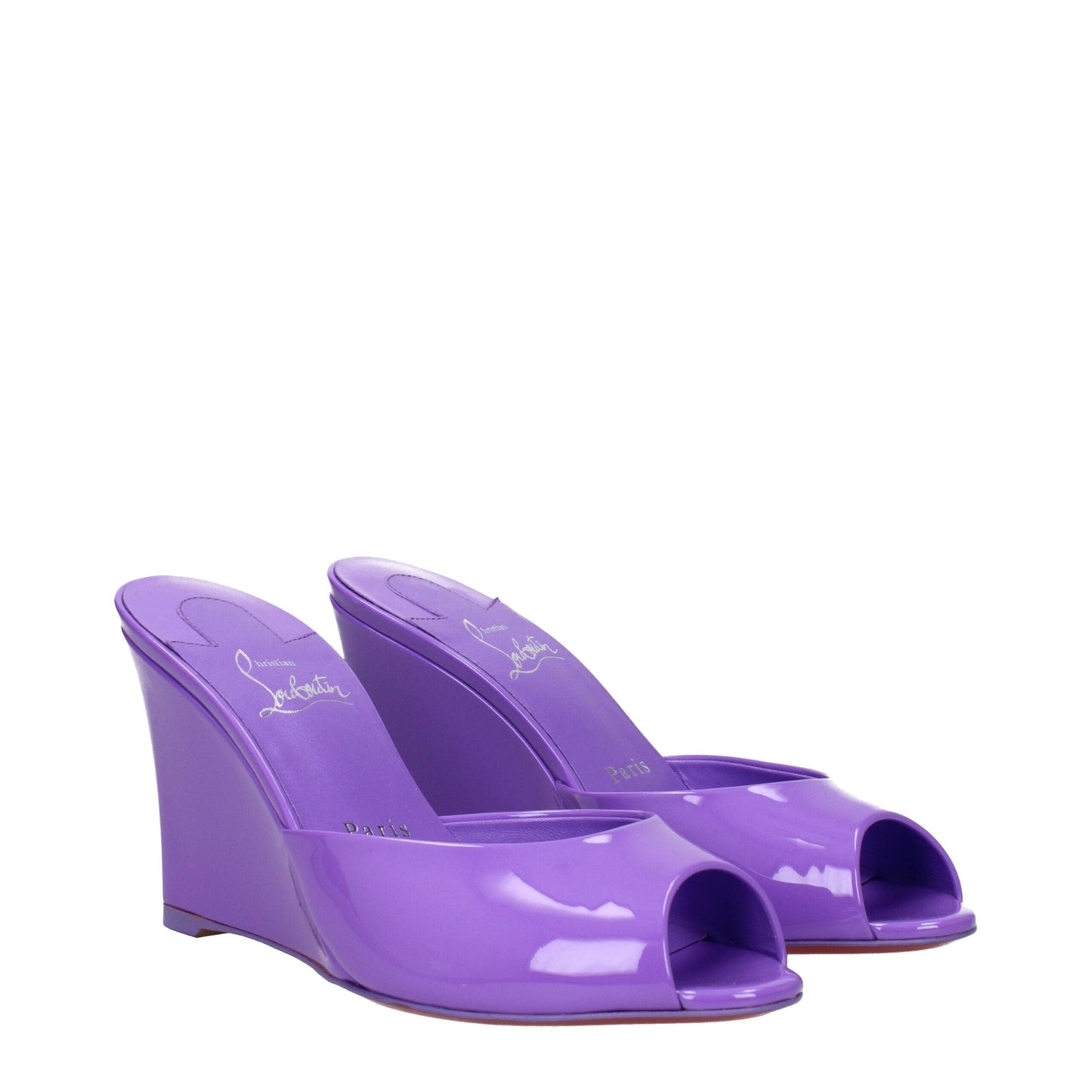 Christian Louboutin Purple Leather Wedge Women's Sandals