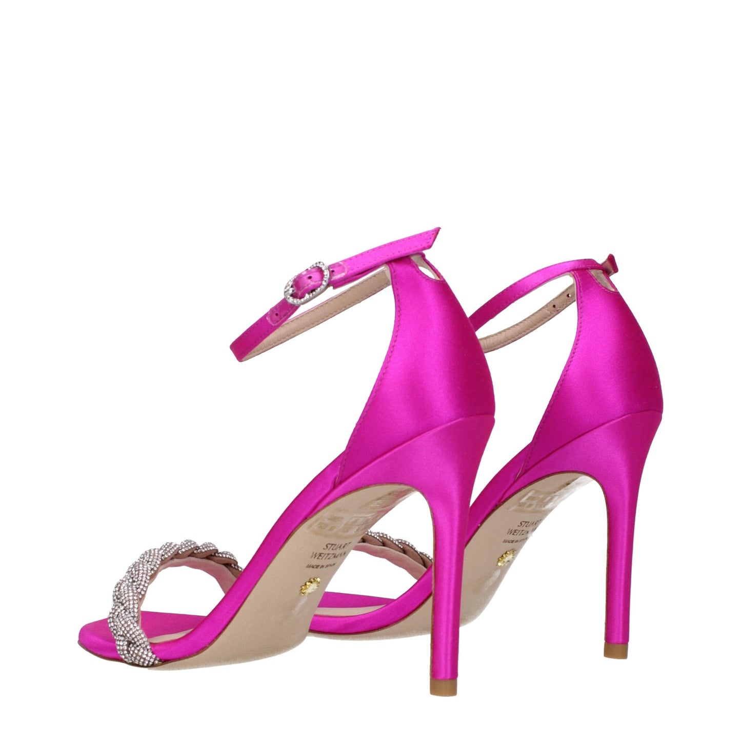 Stuart Weitzman Pink Satin Stiletto Heel Women's Sandals