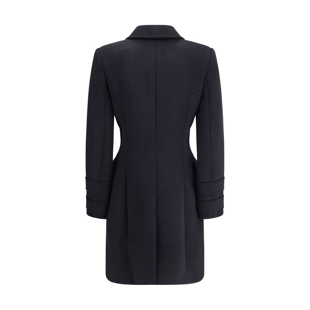 Balmain Black Fleece Wool Women's Coat