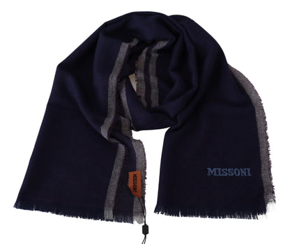 Missoni Multicolor Striped Wool Unisex Wrap Fringes Men's Scarf