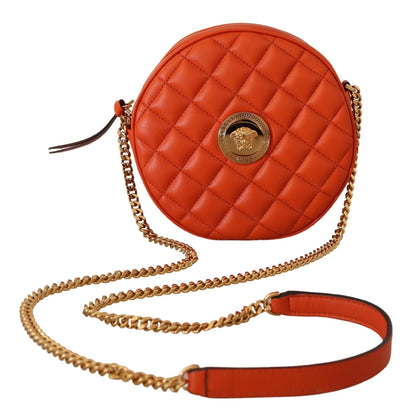 Versace Red Nappa Leather Medusa Round Crossbody Women's Bag