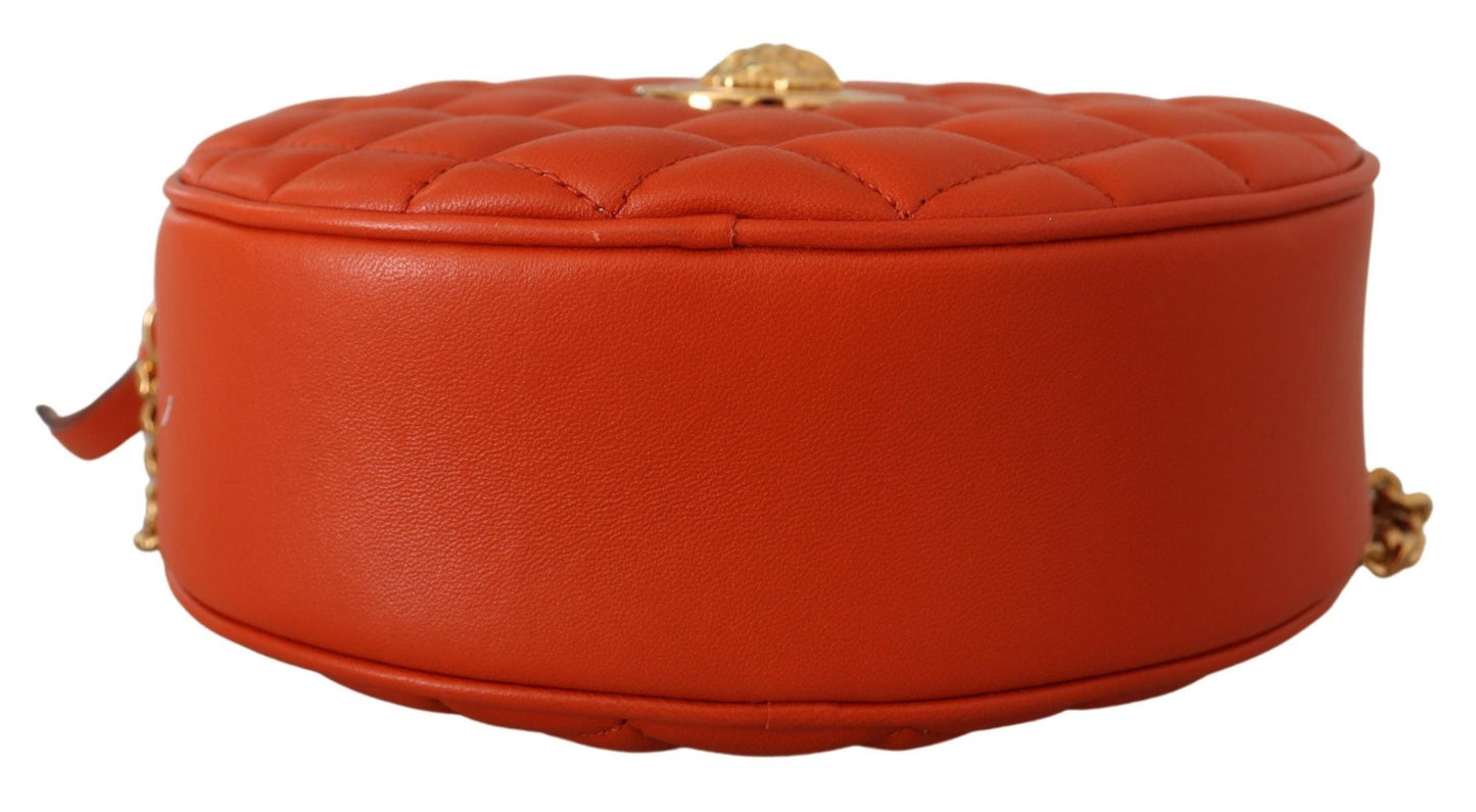 Versace Red Nappa Leather Medusa Round Crossbody Women's Bag