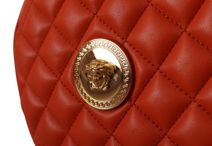 Versace Red Nappa Leather Medusa Round Crossbody Women's Bag