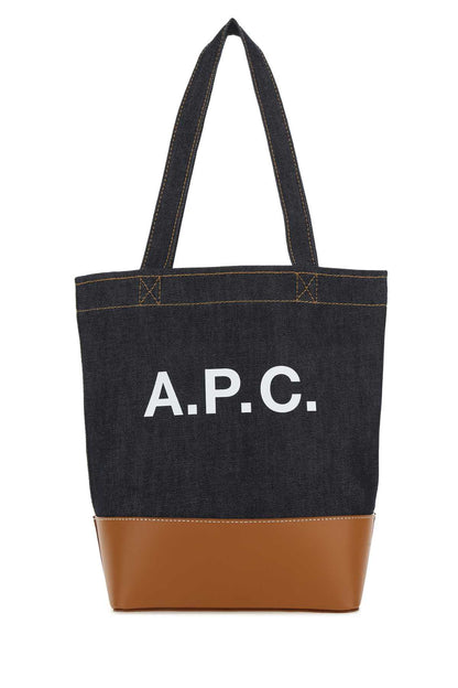A.P.C. Men Two-Tone Denim And Leather Axelle Shopping Bag