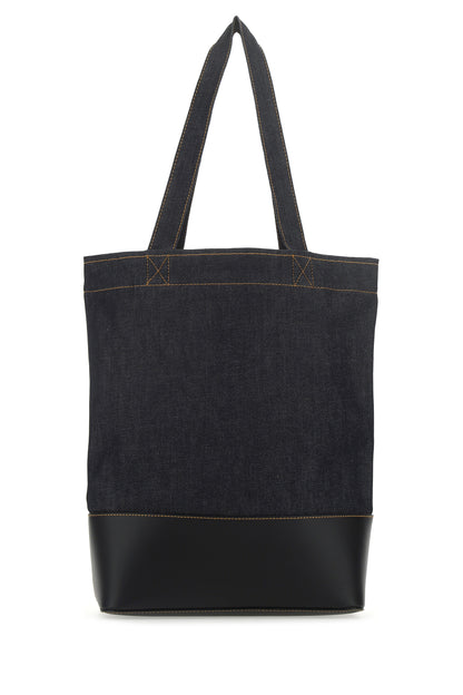 A.P.C. Men Blue Denim And Leather Shopping Bag
