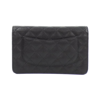 Chanel Black Bordeaux Grained Calfskin Chain/Shoulder Wallet (Pre-Owned)