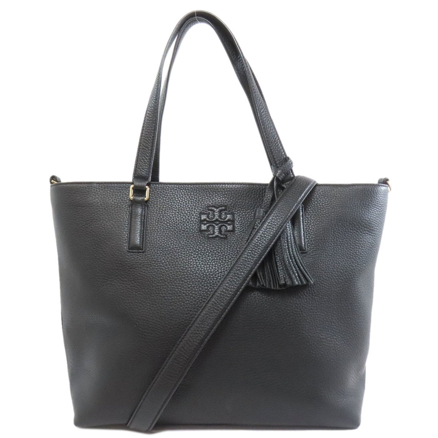 Tory Burch Black Leather Tote Bag (Pre-Owned)