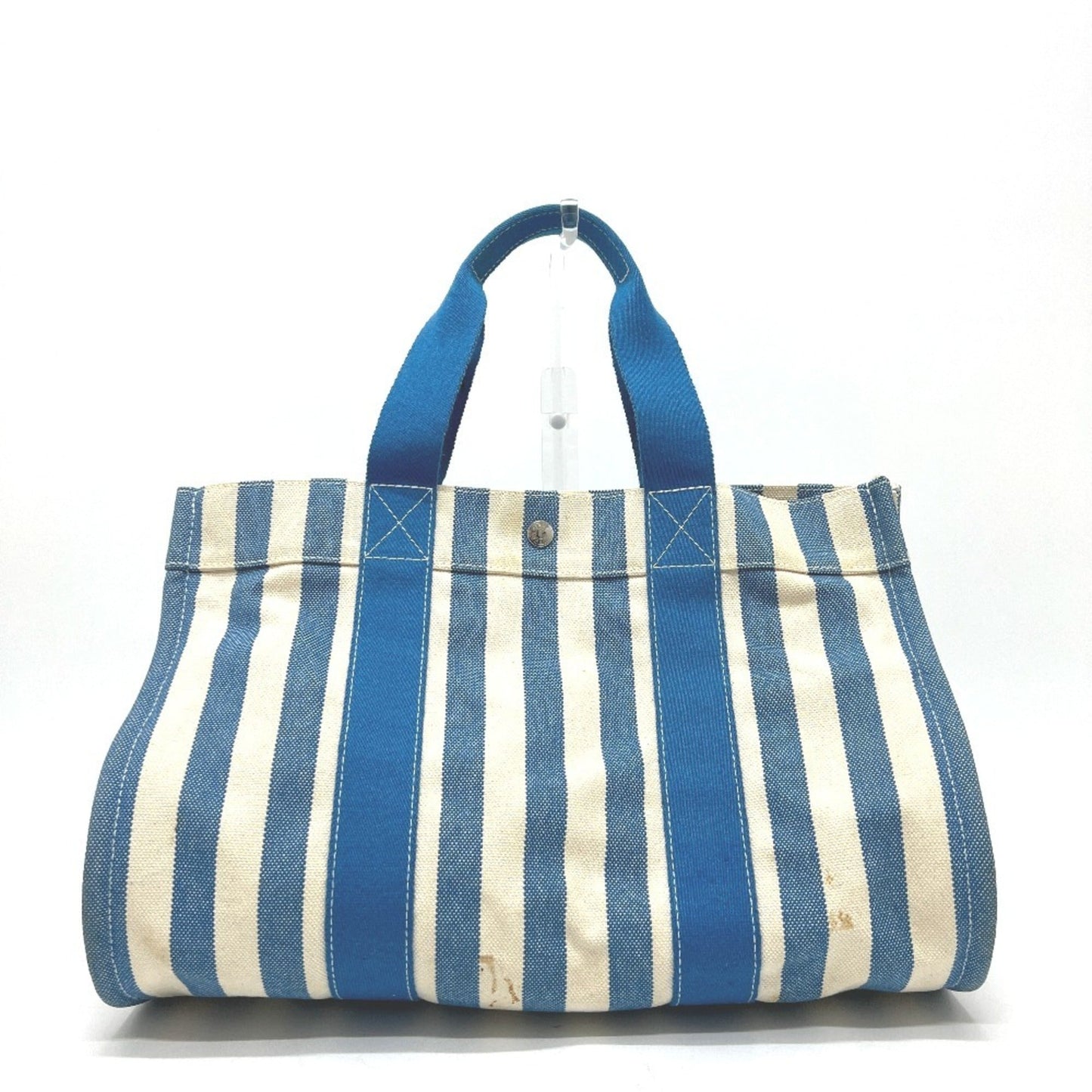 Hermes Blue White Yellow Canvas Handbag Pouch Tote Bag (Pre-Owned)