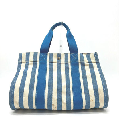 Hermes Blue White Yellow Canvas Handbag Pouch Tote Bag (Pre-Owned)