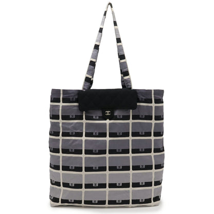 Chanel Matelasse Black Gray Cotton Nylon Eco-Bag Tote Bag (Pre-Owned)