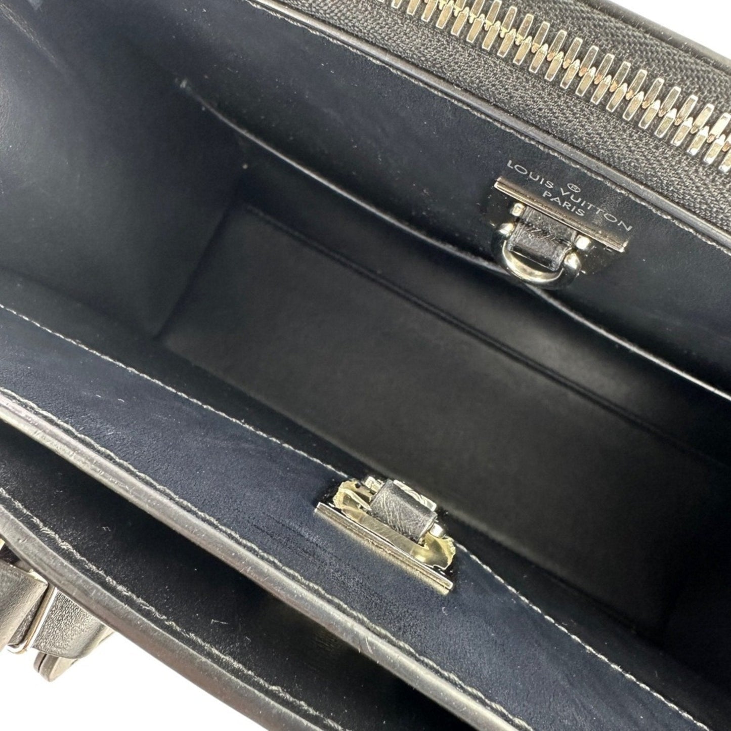 Louis Vuitton Black Gray Ivory Leather Suede Handbag Tote Bag (Pre-Owned)