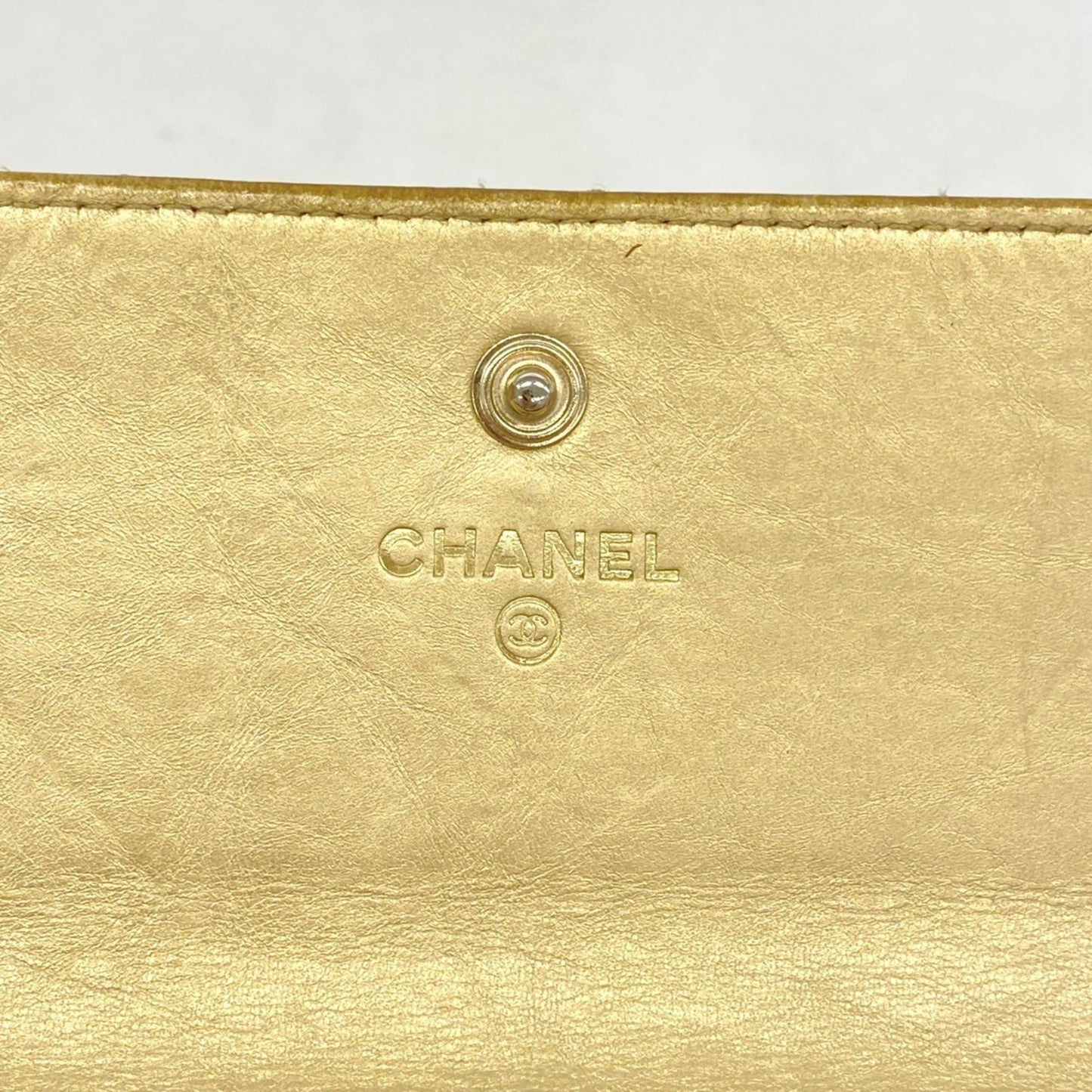 Chanel Beige Leather Long Wallet (Bi-Fold) (Pre-Owned)