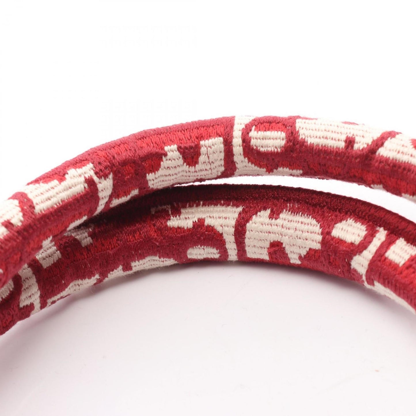 Christian Dior Red Color White Canvas Tote Bag (Pre-Owned)